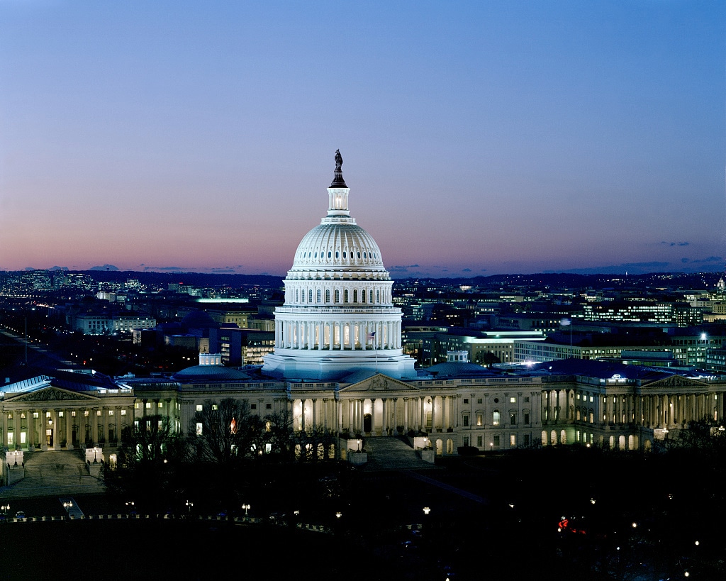 The United States Capitol at dusk. Photograph by Carol M. Highsmith, Library of Congress.
